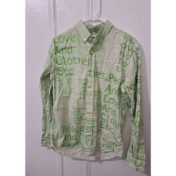 Palace Skateboards Men's Medium Sage Green Graphic Casual Button Down Shirt - Picture 1 of 8